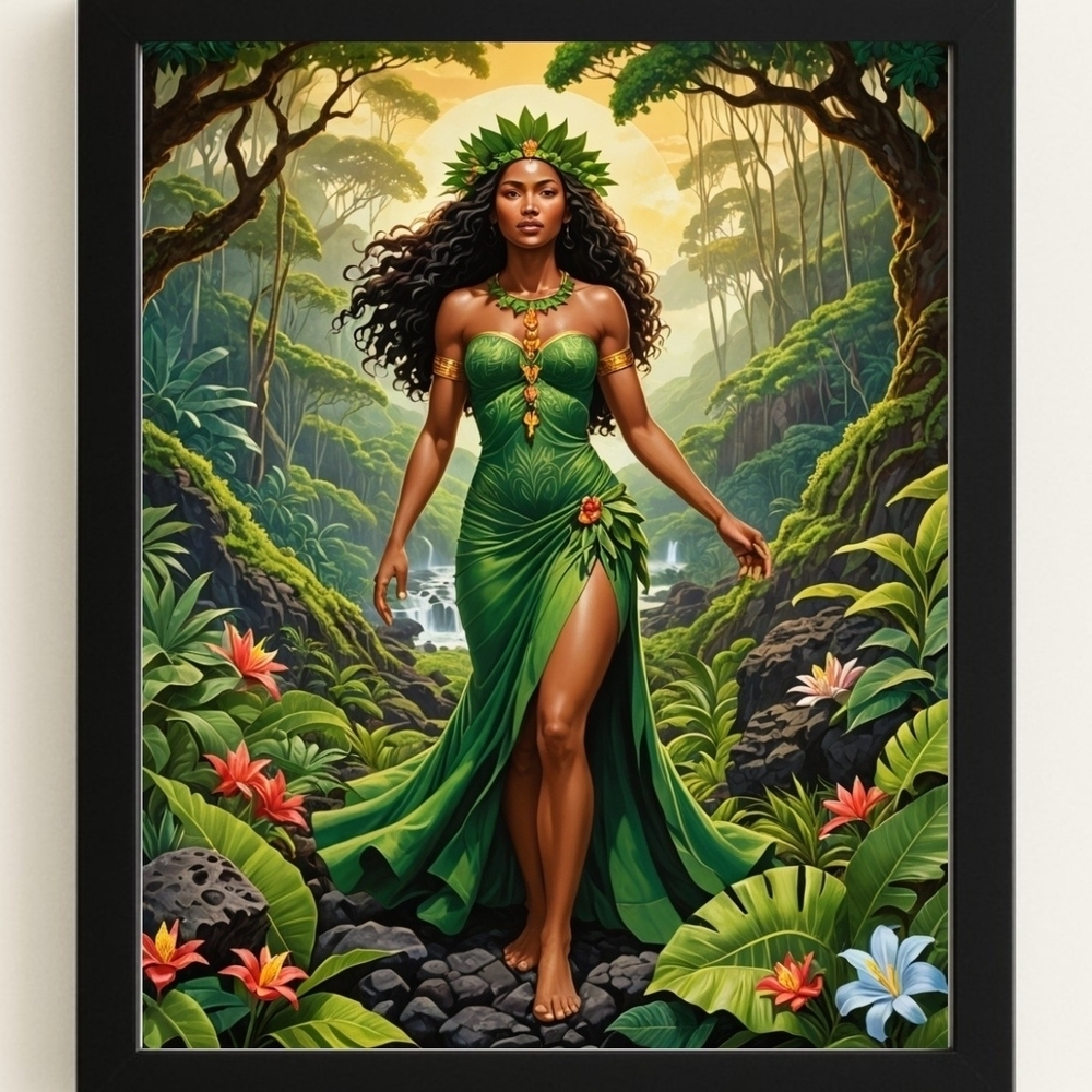 Polynesian Goddess Art Print In A  Frame 8x10